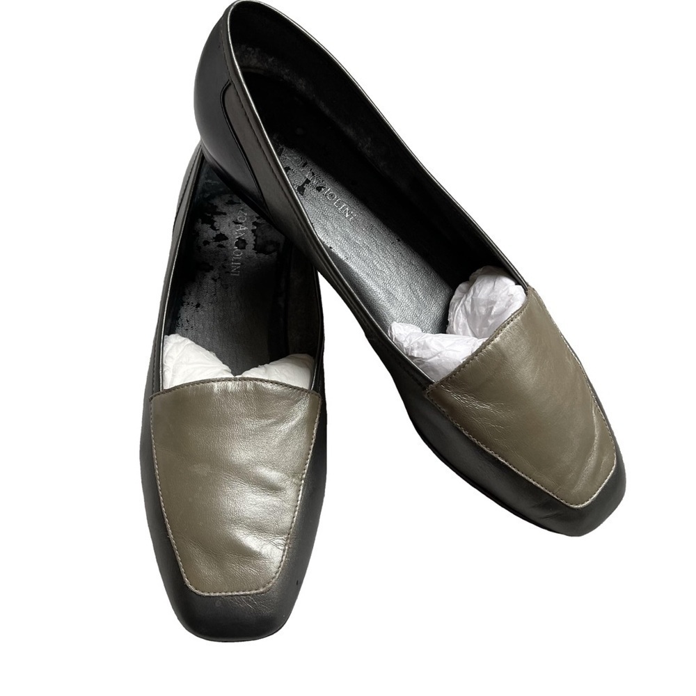 Enzo Angiolini Liberty Metallic Leather Loafer Flats Low Heel Comfort Shoes
